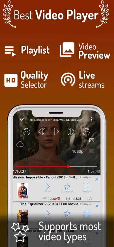 iWebTV advanced in-app video player with playback controls